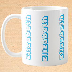 Moderner blauer vertikaler Name Personalisiert Kaffeetasse
