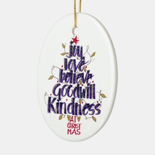 Moderner Blauer Weihnachtsbaum mit Handschrift Keramik Ornament (Links)