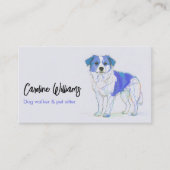 Moderner blauer zeichnend Hundeschlittengänger Visitenkarte (Vorderseite)
