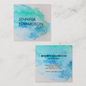 Moderner blaues Grün aquamariner Quadratische Visitenkarte (Vorne/Hinten)