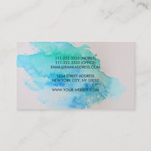 Moderner blaues Grün aquamariner Visitenkarte (Rückseite)