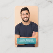 Moderner blaugrüner Foto-QR-Code: Verbinde dich mi Visitenkarte (Vorderseite)