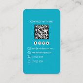 Moderner blaugrüner Foto-QR-Code: Verbinde dich mi Visitenkarte (Rückseite)