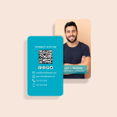 Moderner blaugrüner Foto-QR-Code: Verbinde dich mi Visitenkarte