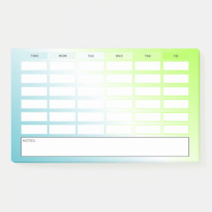 Moderner Blaugrüner Gradient-Wochenplan Post-it Klebezettel