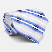 Moderner Blaustreifen auf Perlenstreifen Krawatte (Gerollt)