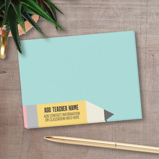 Moderner Bleistift mit Lehrer- und Klasseninfo Post-it Klebezettel