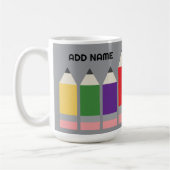 Moderner Bleistift mit Lehrername Kaffeetasse (Links)
