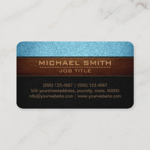 Moderner Blizzard Blau und schwarzes Leder-Look Visitenkarte