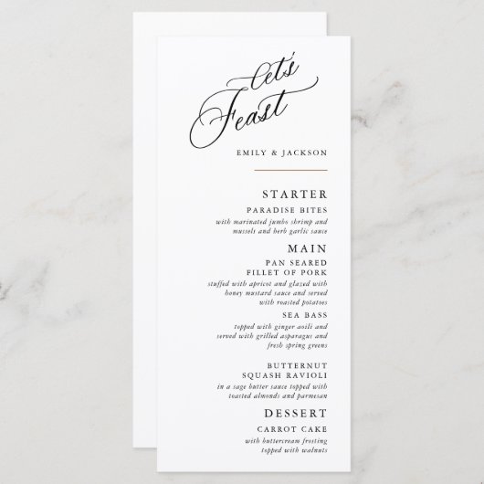 Moderner Block mit Skriptzeile Menükarte (Vorne/Hinten)