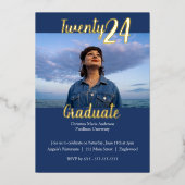 Moderner, Blue 2 Foto Abschluss Folieneinladung (Vorderseite)