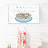 Moderner Blue Baby Shower Boy Noah's Ark Elephant Banner (Insitu)