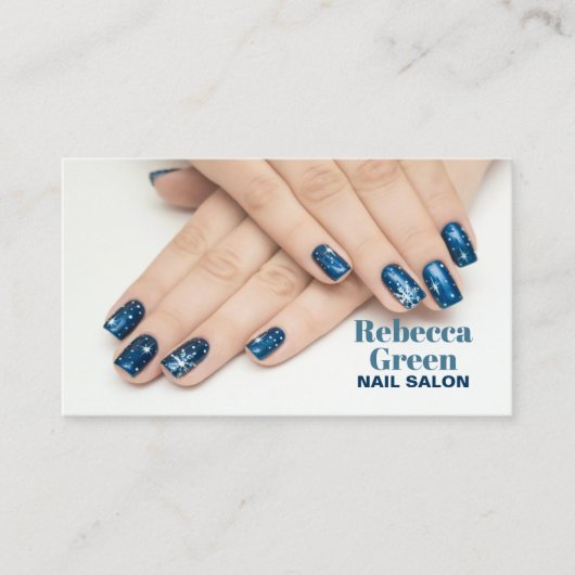 Moderner Blue Beauty Manicurist Artist Nagelsalon Visitenkarte (Vorderseite)