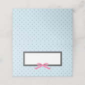 Moderner Blue Black Polka Dot mit rosa Ribbon Platzkarte (Außenseite Aufgefaltet)