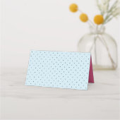 Moderner Blue Black Polka Dot mit rosa Ribbon Platzkarte (Rückseite)