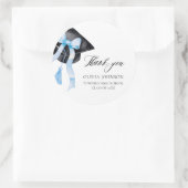 Moderner Blue Bow Coquette Graduation Cap Abschlus Runder Aufkleber (Tasche)