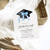 Moderner Blue Bow Graduation Cap Abschluss angekom Einladung