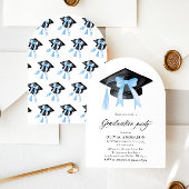 Moderner Blue Bow Graduation Cap Abschluss angekom Einladung