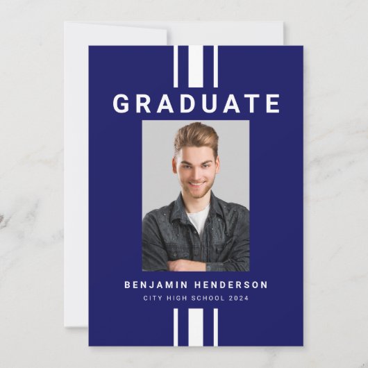 Moderner Blue-Boy-Abschluss Ankündigung (Vorderseite)