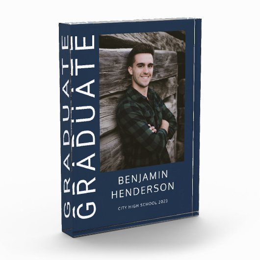 Moderner Blue-Boy-Abschluss Fotoblock (Links)