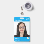 Moderner Blue Business Individuelle Name ID Mitarb Ausweis (Vorderseite mit einziehbar)