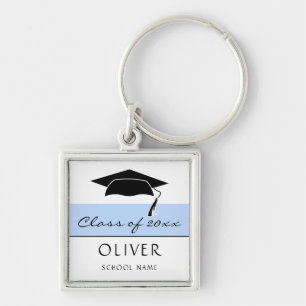 Moderner Blue Class- und Graduate Name-Abschluss Schlüsselanhänger