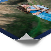 Moderner Blue Couple Foto Abend Hochzeit Empfang Poster (Ecke)