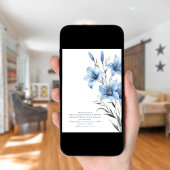 Moderner Blue Florals QR Code Wedding Arch Einladung