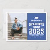 Moderner Blue Foto Abschluss Ankündigung (Vorderseite)