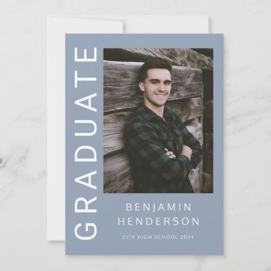 Moderner Blue Foto Abschluss Ankündigung (Vorderseite)