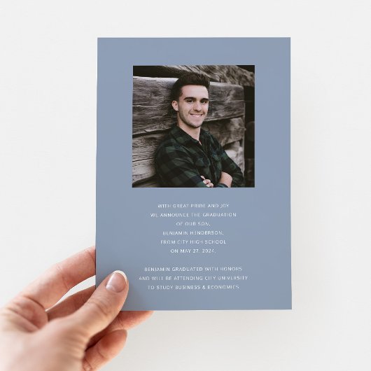 Moderner Blue Foto Abschluss Ankündigung