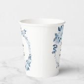 Moderner Blue French Floral Wedpaper Cup Pappbecher (Rechts)