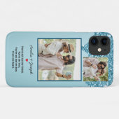 Moderner Blue Glitzer Custom Liebe Couple Foto Case-Mate iPhone Hülle (Rückseite (Horizontal))