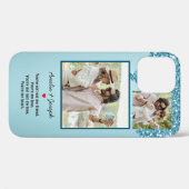 Moderner Blue Glitzer Custom Liebe Couple Foto Case-Mate iPhone Hülle (Rückseite (Horizontal))