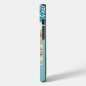 Moderner Blue Glitzer Custom Liebe Couple Foto Case-Mate iPhone Hülle (Rückseite / Links)