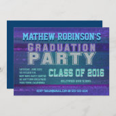 Moderner Blue Glitzer Look Abschluss Einladung (Vorne/Hinten)