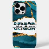 Moderner Blue Gold Glitzer Personalisierter Abschl Case-Mate iPhone Hülle (Rückseite)