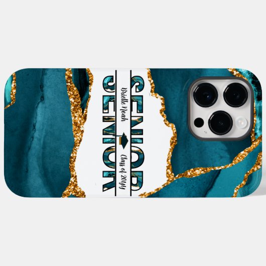 Moderner Blue Gold Glitzer Personalisierter Abschl Case-Mate iPhone Hülle (Rückseite (Horizontal))