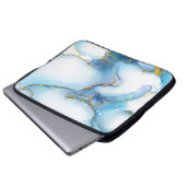 Moderner Blue-Gold-Marmor-Hintergrund Notebook-Sie Laptopschutzhülle (Vorne Knopf)
