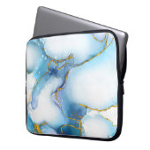 Moderner Blue-Gold-Marmor-Hintergrund Notebook-Sie Laptopschutzhülle (Vorderseite Links)