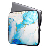 Moderner Blue-Gold-Marmor-Hintergrund Notebook-Sie Laptopschutzhülle (Vorderseite Links)