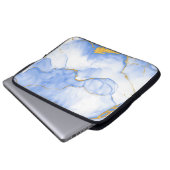 Moderner Blue-Gold-Marmor-Hintergrund Notebook-Sie Laptopschutzhülle (Vorne Knopf)