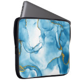 Moderner Blue-Gold-Marmor-Hintergrund Notebook-Sie Laptopschutzhülle (Vorne Rechts)
