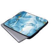 Moderner Blue-Gold-Marmor-Hintergrund Notebook-Sie Laptopschutzhülle (Vorne Knopf)