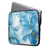 Moderner Blue-Gold-Marmor-Hintergrund Notebook-Sie Laptopschutzhülle (Vorderseite Links)