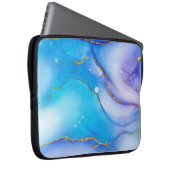 Moderner Blue-Gold-Marmor-Hintergrund Notebook-Sie Laptopschutzhülle (Vorne Rechts)