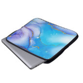 Moderner Blue-Gold-Marmor-Hintergrund Notebook-Sie Laptopschutzhülle (Vorne Knopf)