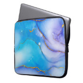 Moderner Blue-Gold-Marmor-Hintergrund Notebook-Sie Laptopschutzhülle (Vorderseite Links)