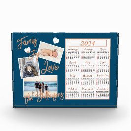 Moderner Blue & Gold New Year Calendar Foto Block