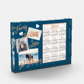 Moderner Blue & Gold New Year Calendar Foto Block (Links)